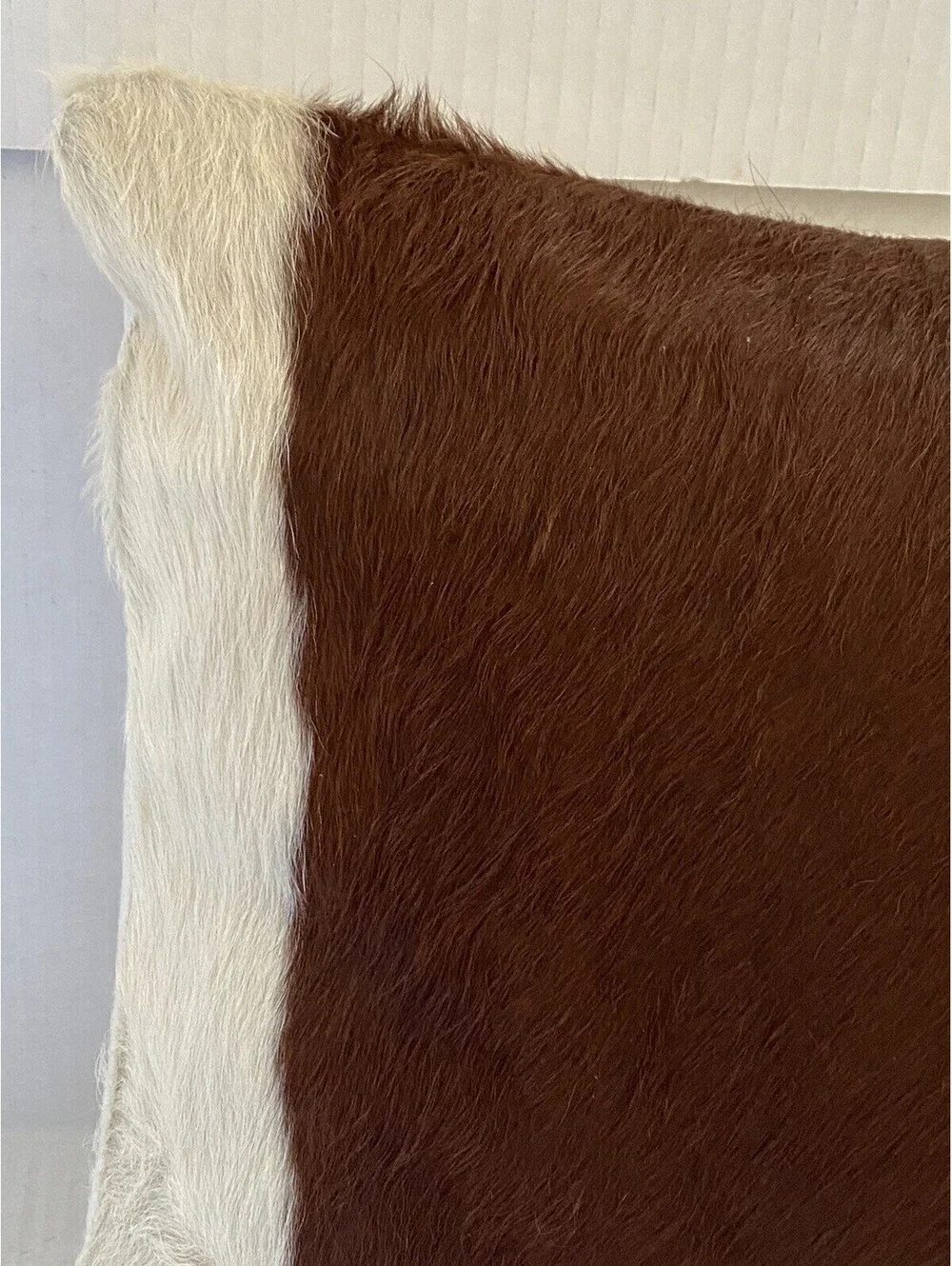 Pair of Natural Cowhide Throw Pillows Genuine Hair on Hide Brown White 16”